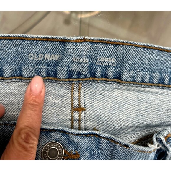 Old Navy Loose Fit Blue Jeans Relaxed Straight Leg Denim Pants 40x32 - Picture 3 of 6